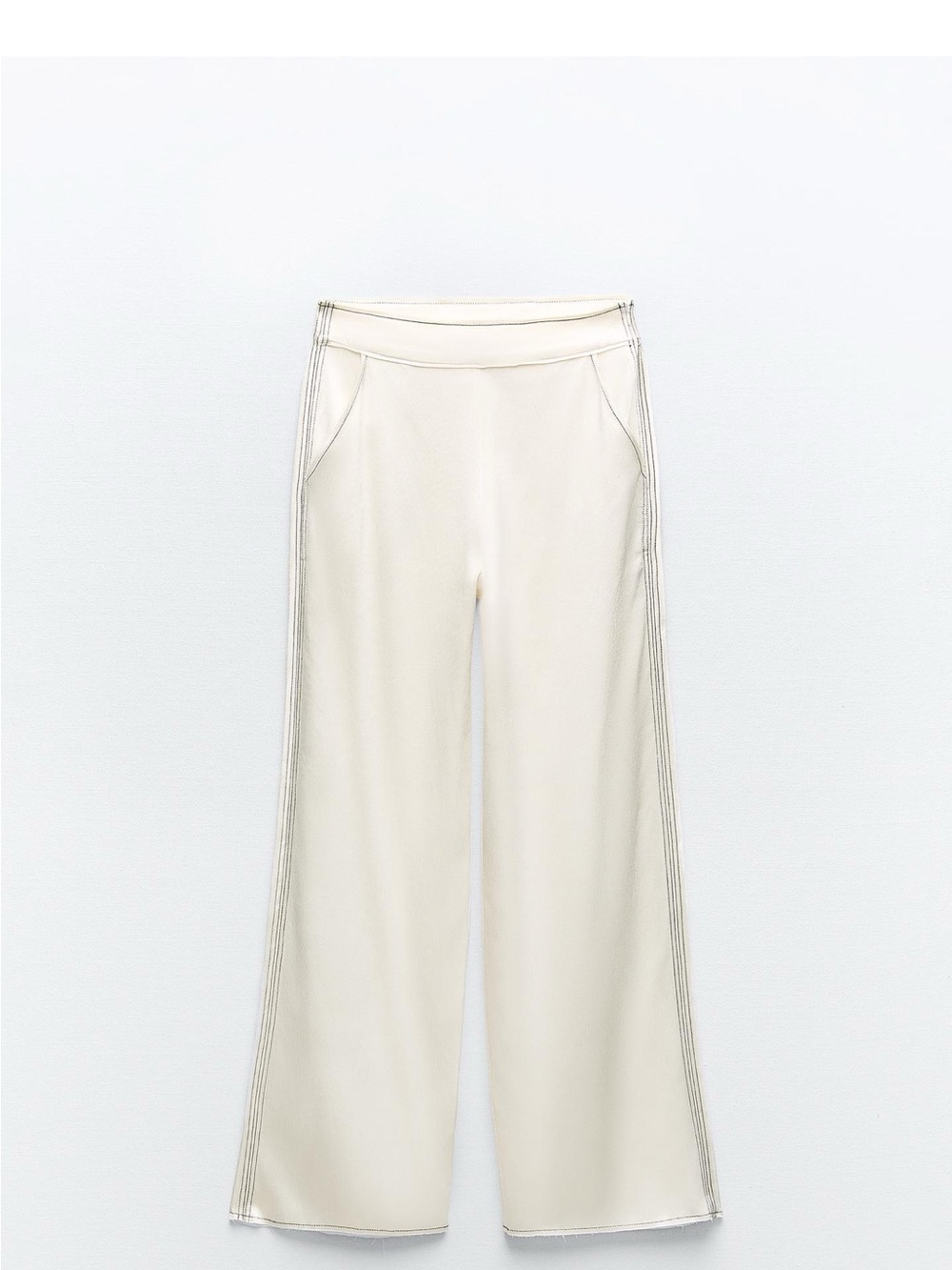 Zara Cream Wide-Leg Pull-On Pants
